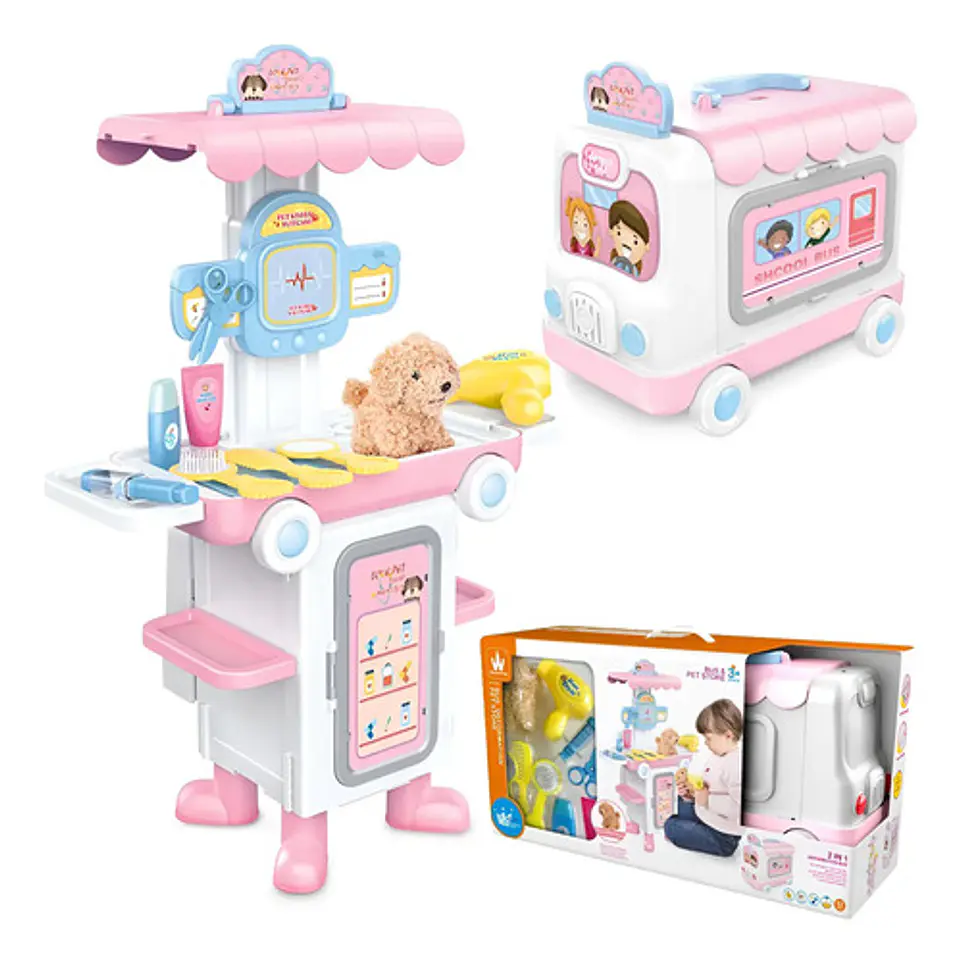 Bus Tranformable 2 En 1 Cocina Tocador Veterinaria Juguete 1