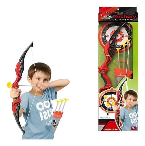 Set De Arco Y Flechas Archery Rojo Para Niños De 3 Años Con Arco De 66 Cm