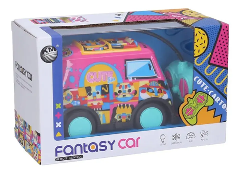 Mini Van A Control Remoto Fucsia De Juguete Con Luces Y Batería Recargable 4