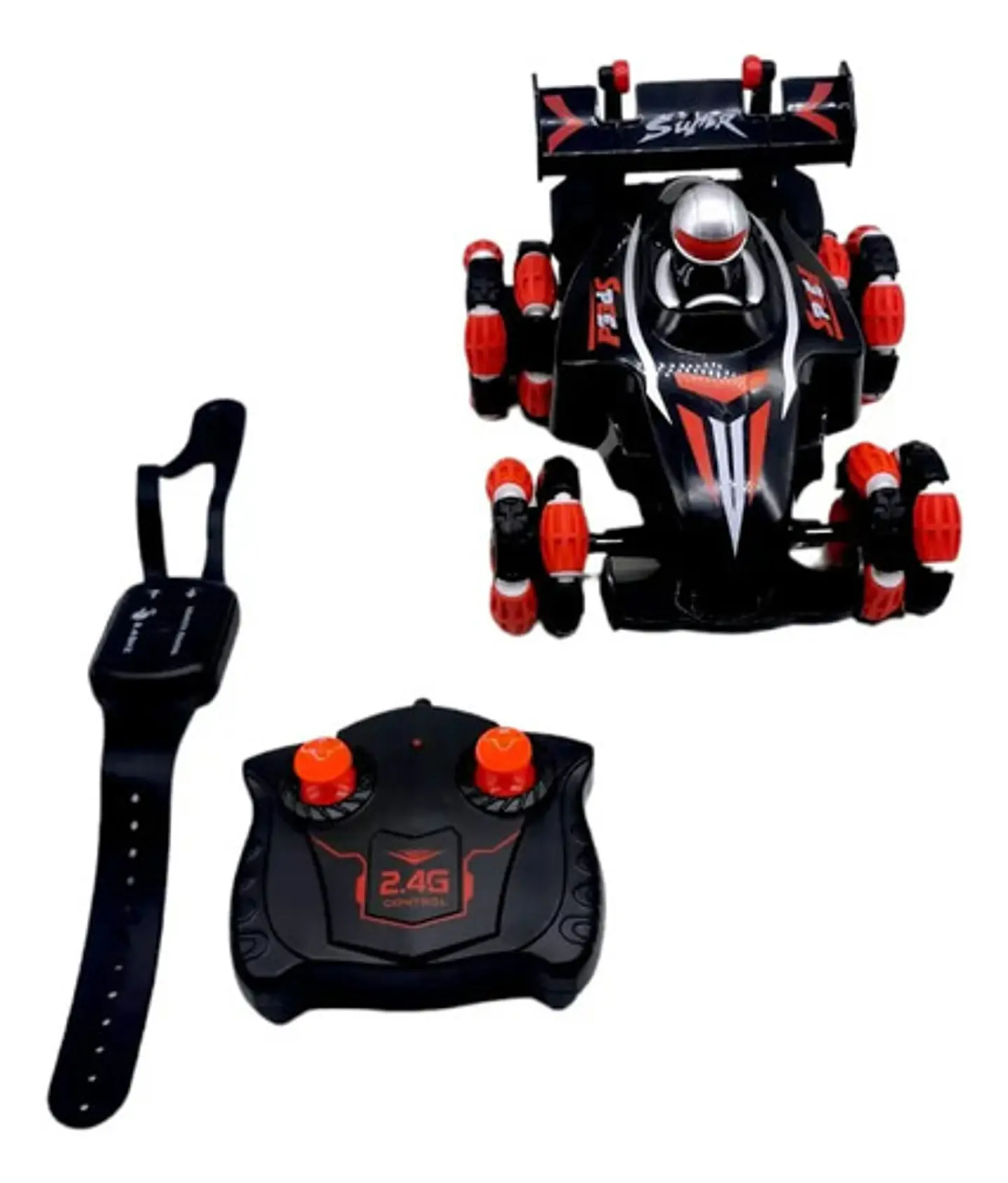 Carro Control Remoto Stunt Car 360° Rotación Negro Rojo Personaje Speed Macrooutlet Negro Con Rojo 4