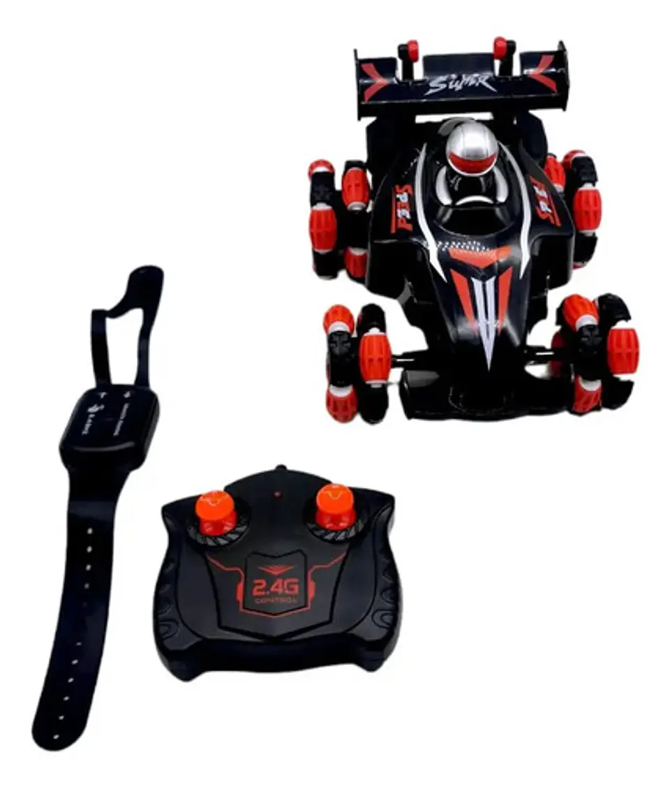 Carro Control Remoto Stunt Car 360° Rotación Negro Rojo Personaje Speed Macrooutlet Negro Con Rojo 4