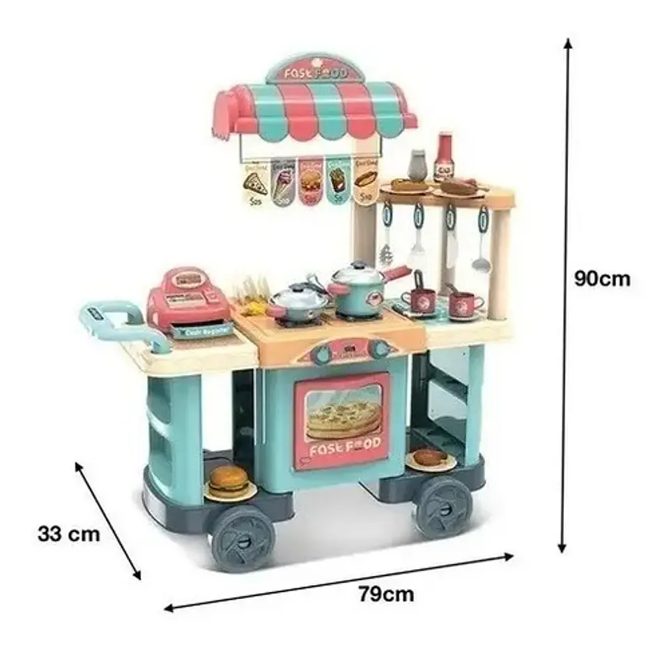 Carrito Comidas Rápidas  Infantil Niña Caja Registradora 2