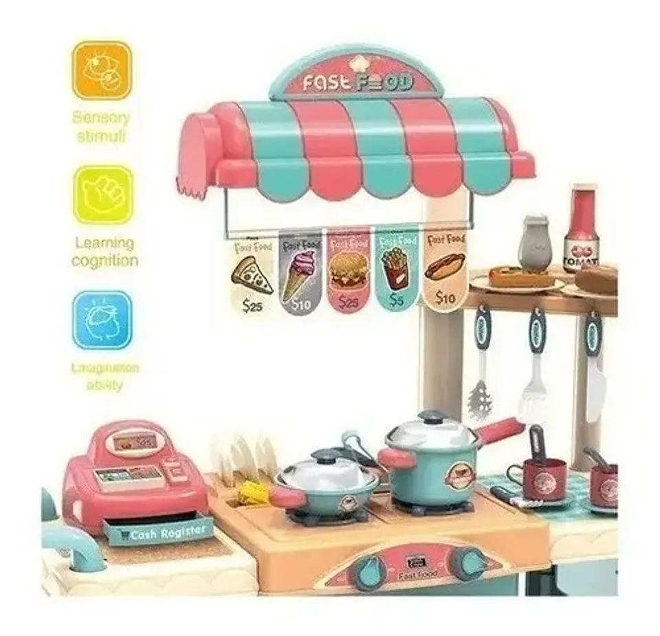 Carrito Comidas Rápidas  Infantil Niña Caja Registradora 3