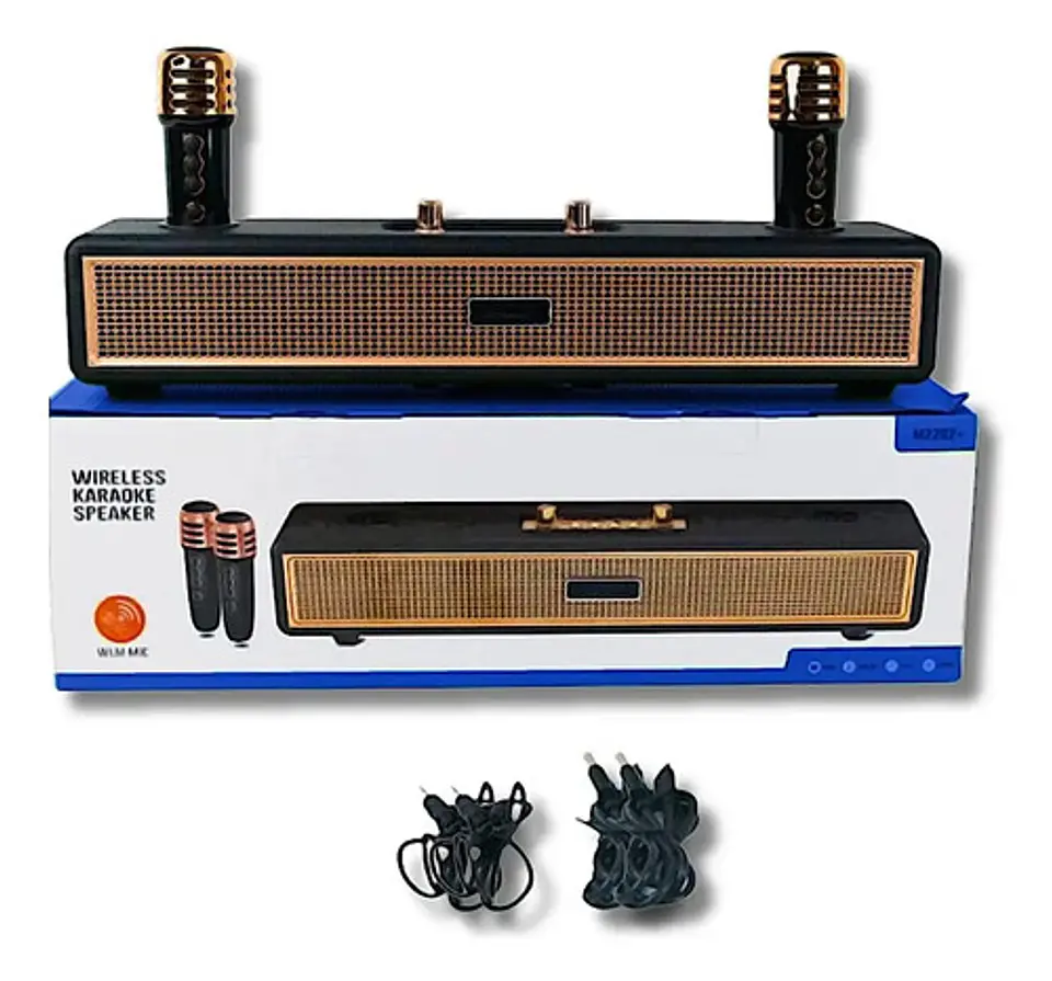Parlante Karaoke Portátil Cmik Con 2 Micrófonos Y Usb Negro 5v 2