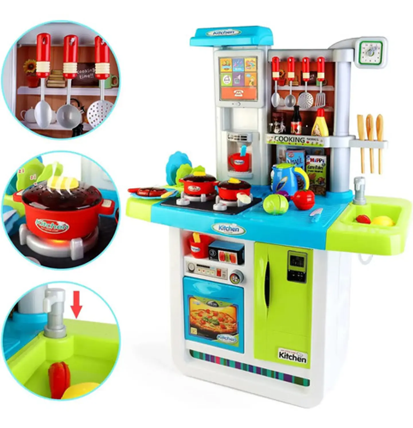 Cocina Juguete Infantil Kitchen My Little Chef Azul 98cm Con Sonidos Y Luz 3
