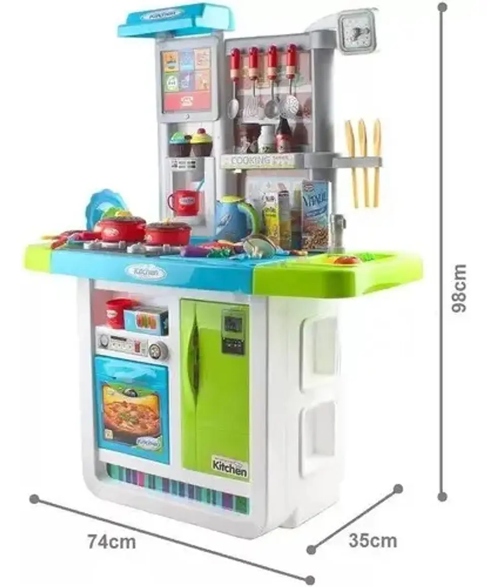 Cocina Juguete Infantil Kitchen My Little Chef Azul 98cm Con Sonidos Y Luz 4