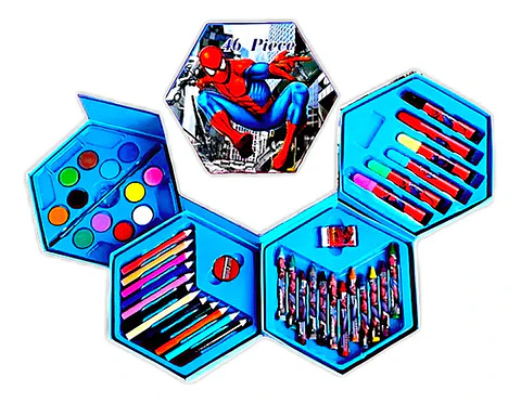 Set De Arte Hexagonal Set Pinturas Lápiz Incluye Estuche Modelo Variado Spider 46pcs