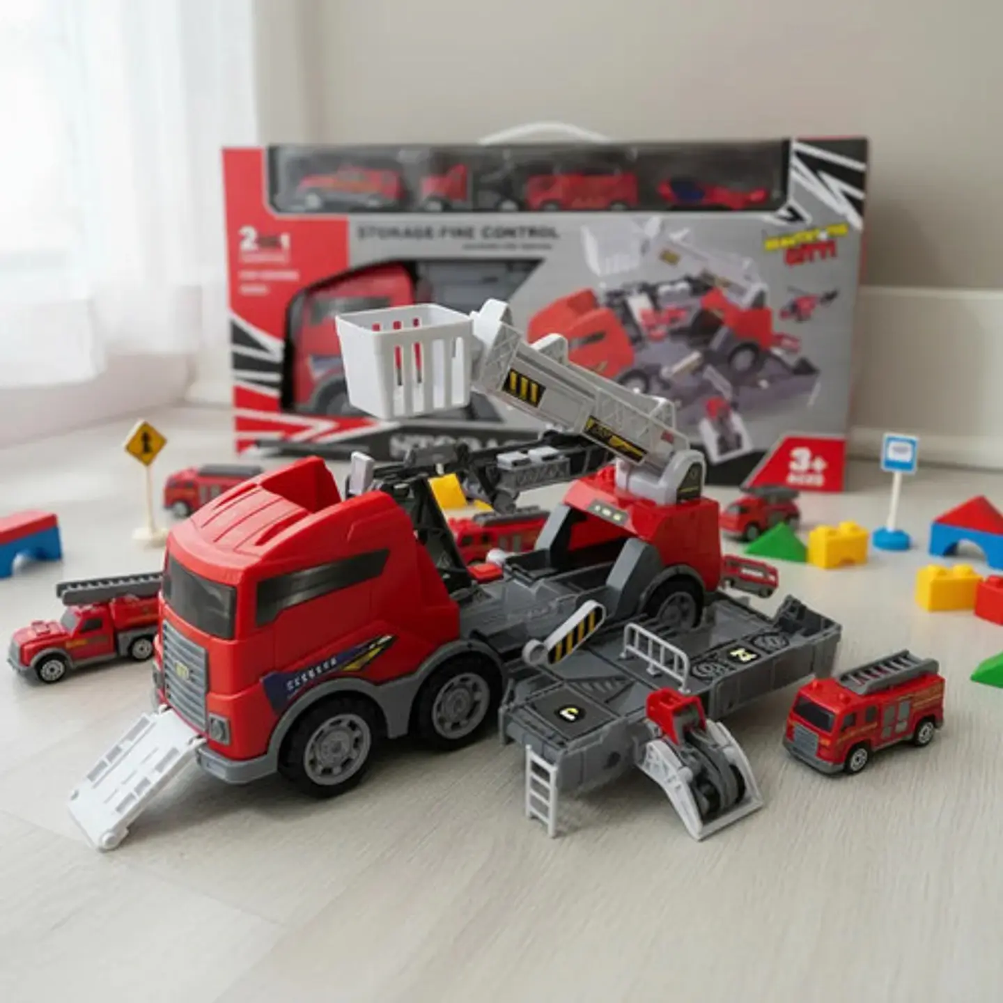 Mula Camion Construccion Tractomula Juguete 4 Vehiculos 1