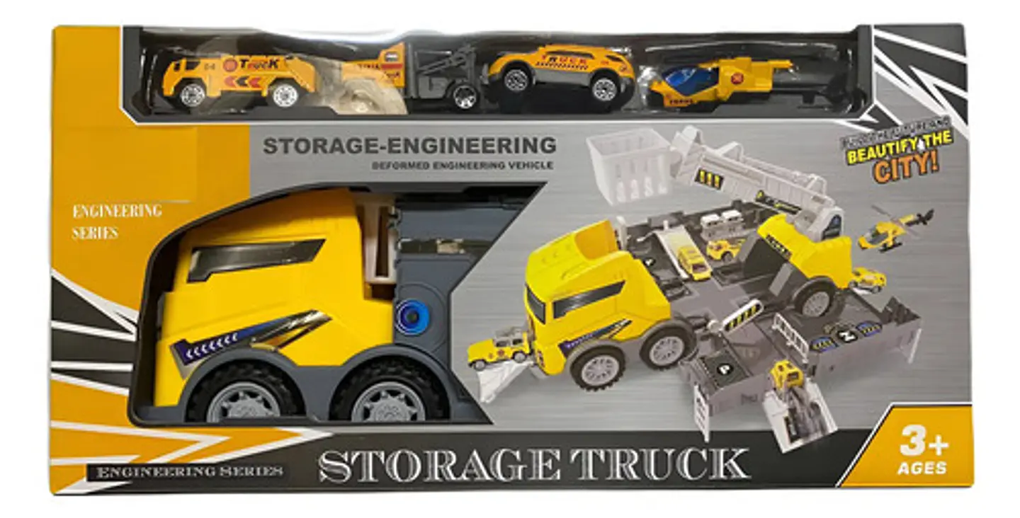Mula Camion Construccion Tractomula Juguete 4 Vehiculos 6