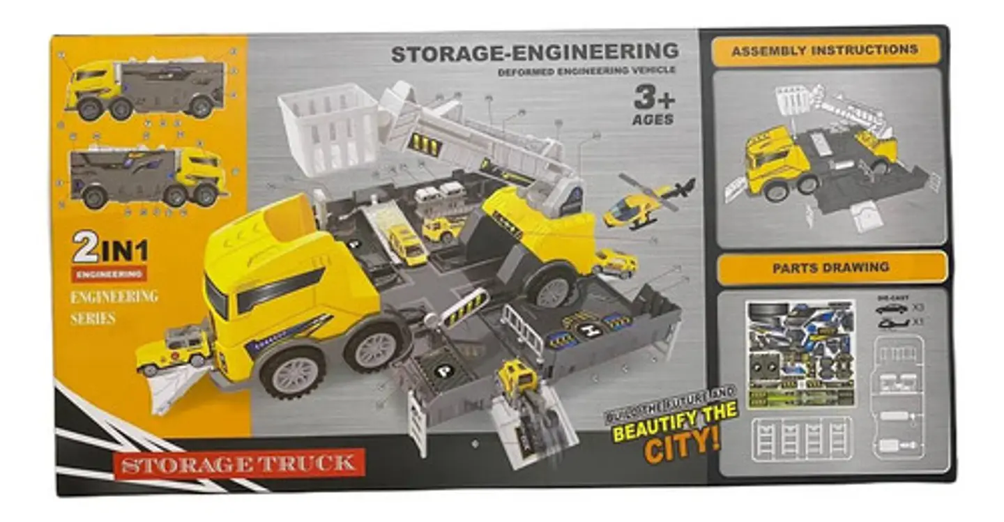 Mula Camion Construccion Tractomula Juguete 4 Vehiculos 7