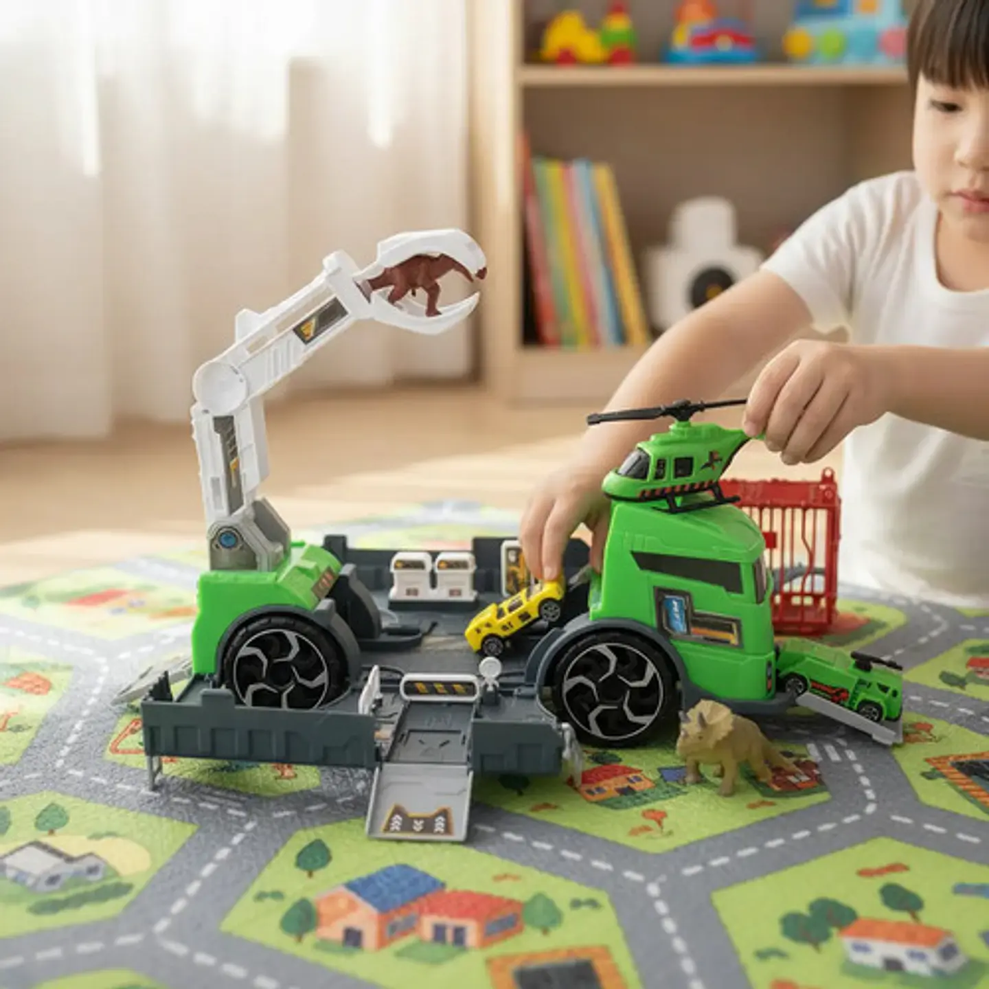 Mula Camion Construccion Tractomula Juguete 4 Vehiculos 9