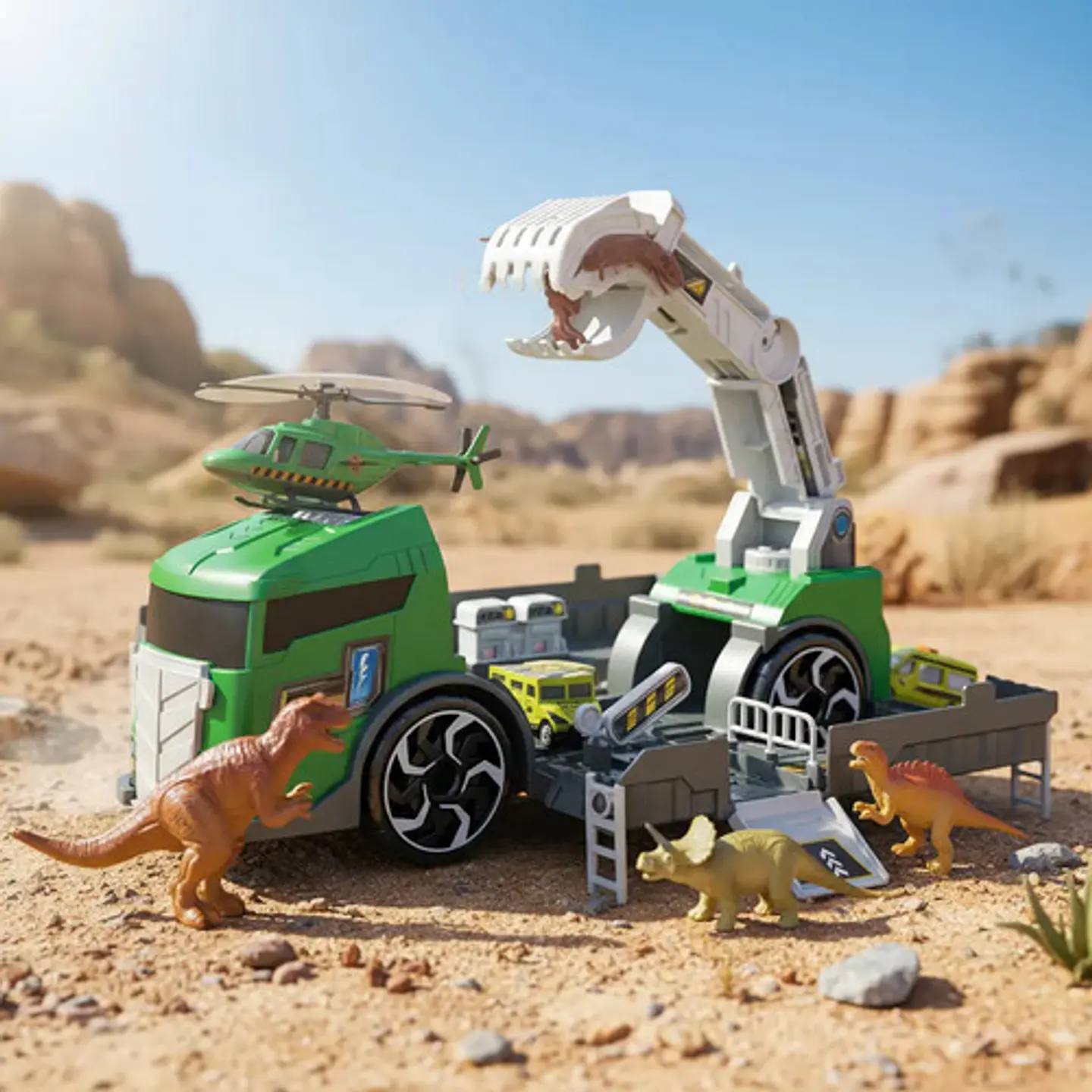 Mula Camion Construccion Tractomula Juguete 4 Vehiculos 12