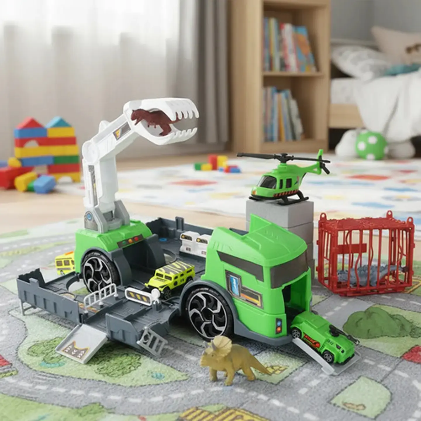 Mula Camion Construccion Tractomula Juguete 4 Vehiculos 13