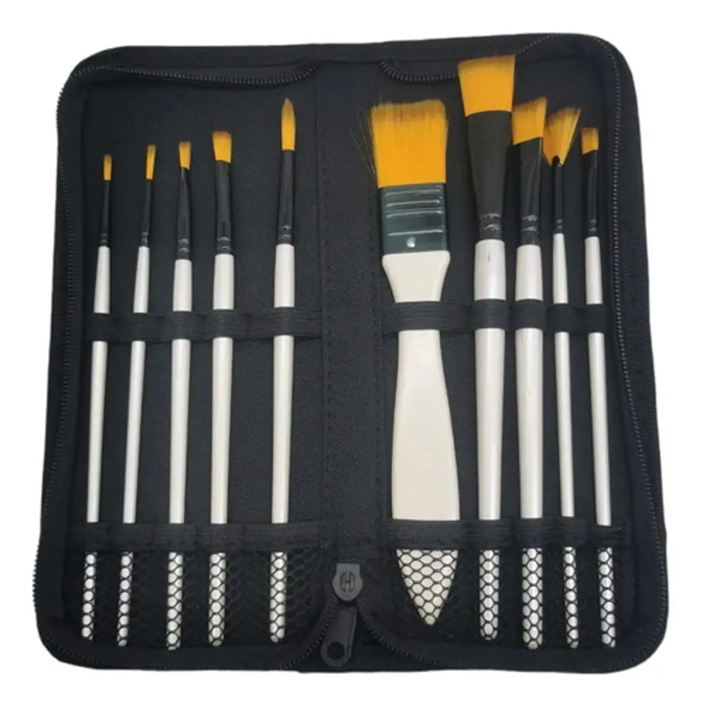 Pinceles Set X 10 Unds Oleo Pintura Acrilico Artista Cerdas Naranja Oscuro 3