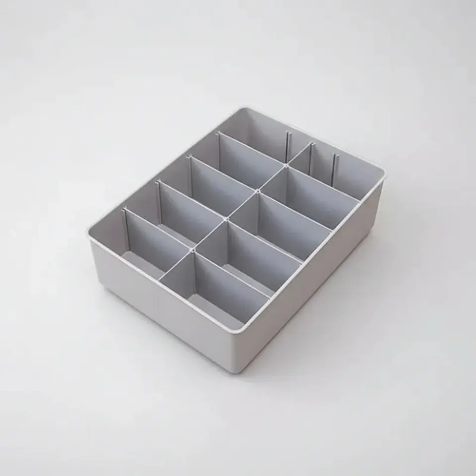 Caja Organizadora Plástica Organizat Gris 31x15.5x8 Cm Divisiones Ajustables Liso 3