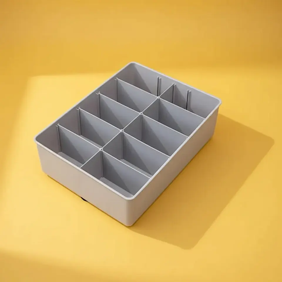 Caja Organizadora Plástica Organizat Gris 31x15.5x8 Cm Divisiones Ajustables Liso 4