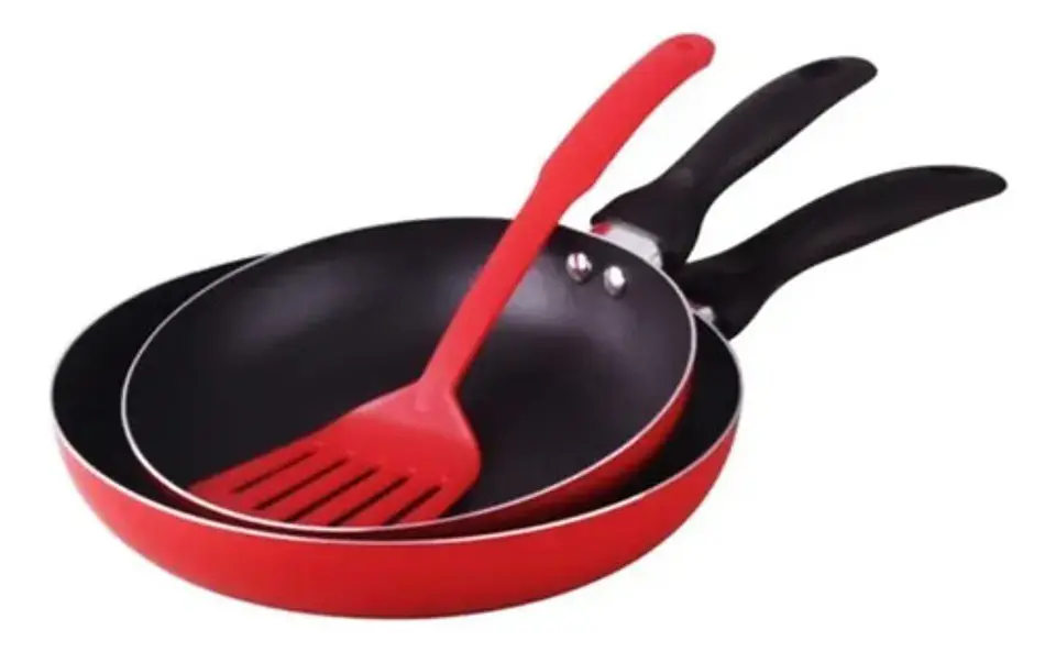 Set De Sartenes En Aluminio Antiadherente Duetto X 2pcs Color Rojo 1