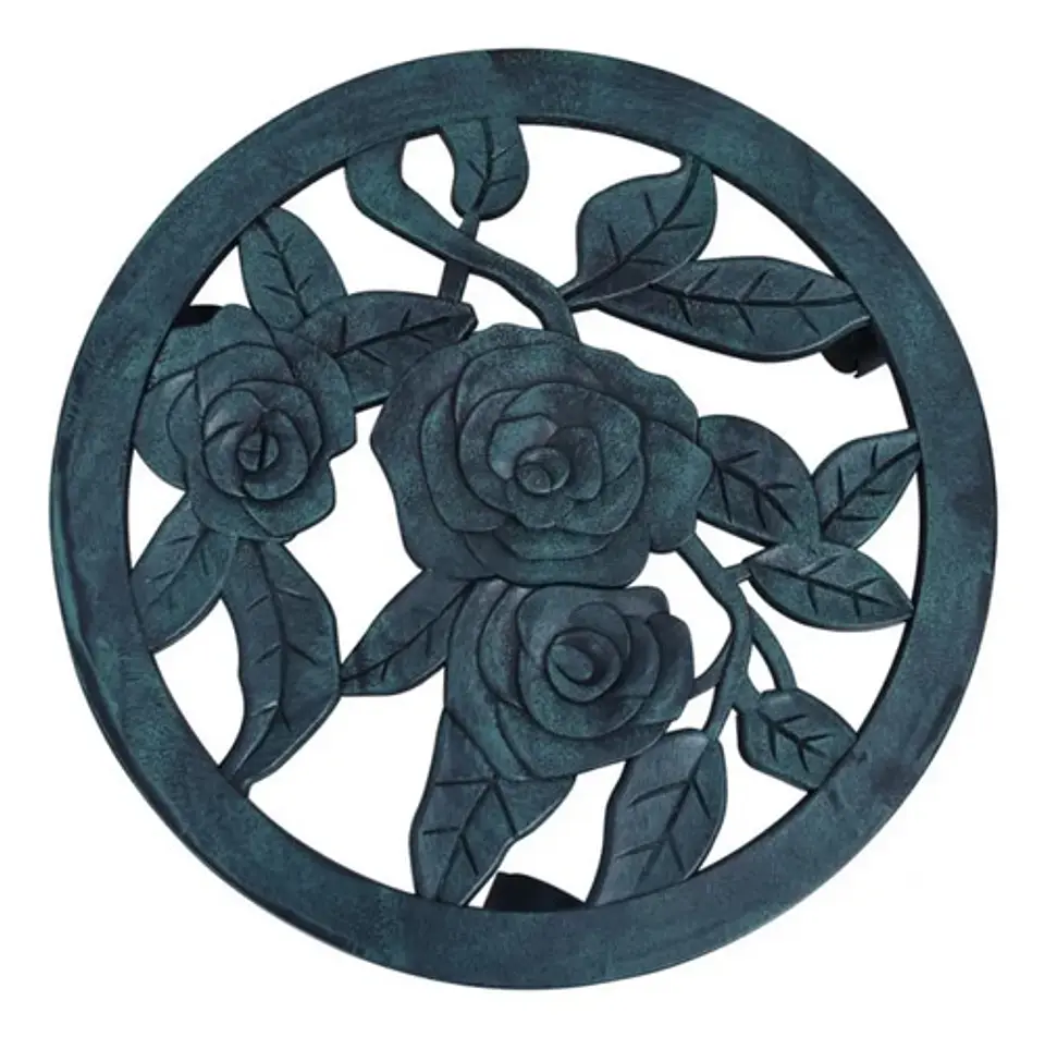 Base Soporte Matero Ruedas Plantas Jardin Plastico Color Verde Oscuro Flores Floreado 3