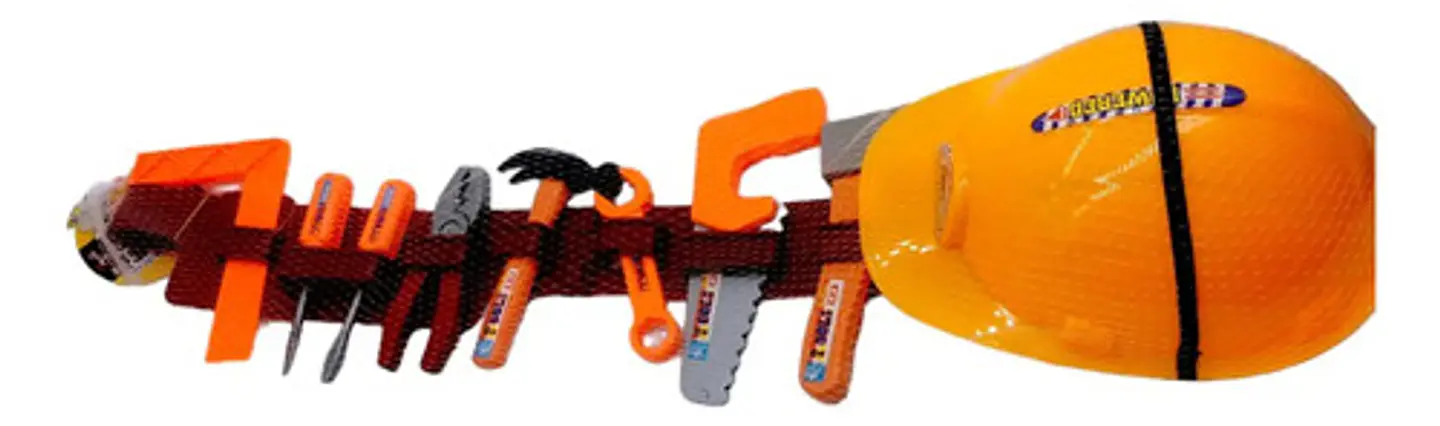  Juguete Set De Casco Herramientas Cinturon 80cm Disfraz Niñ 2