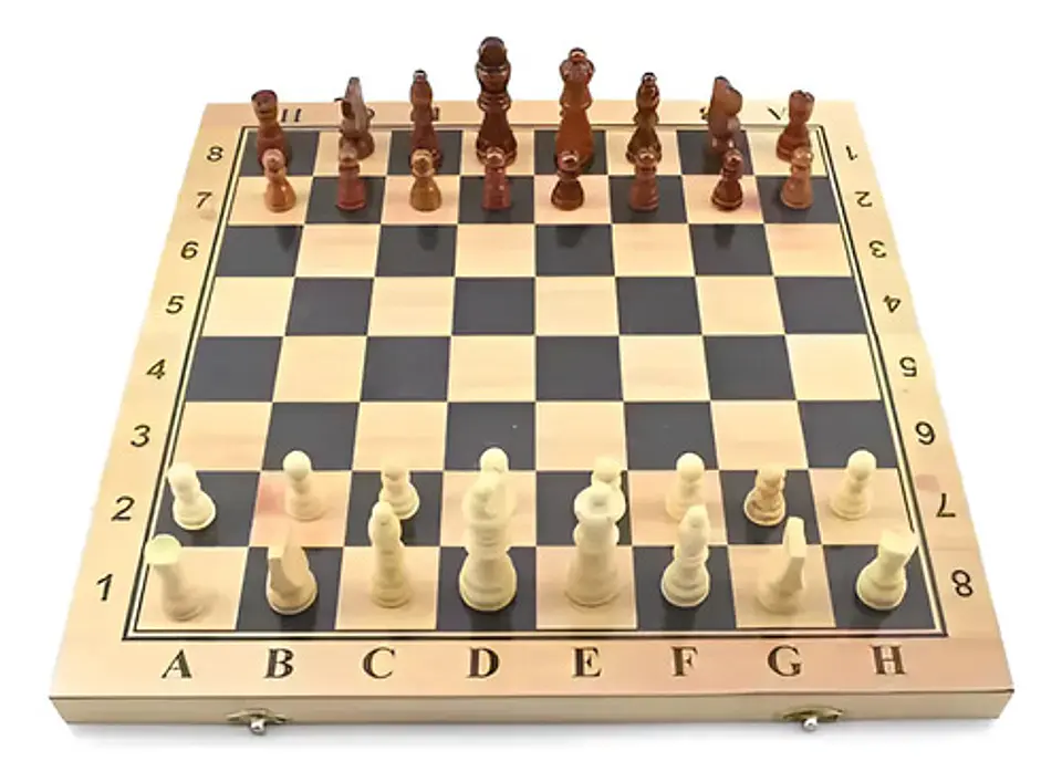 Ajedrez Madera Juego Mesa Numeros Letras 34cm 2