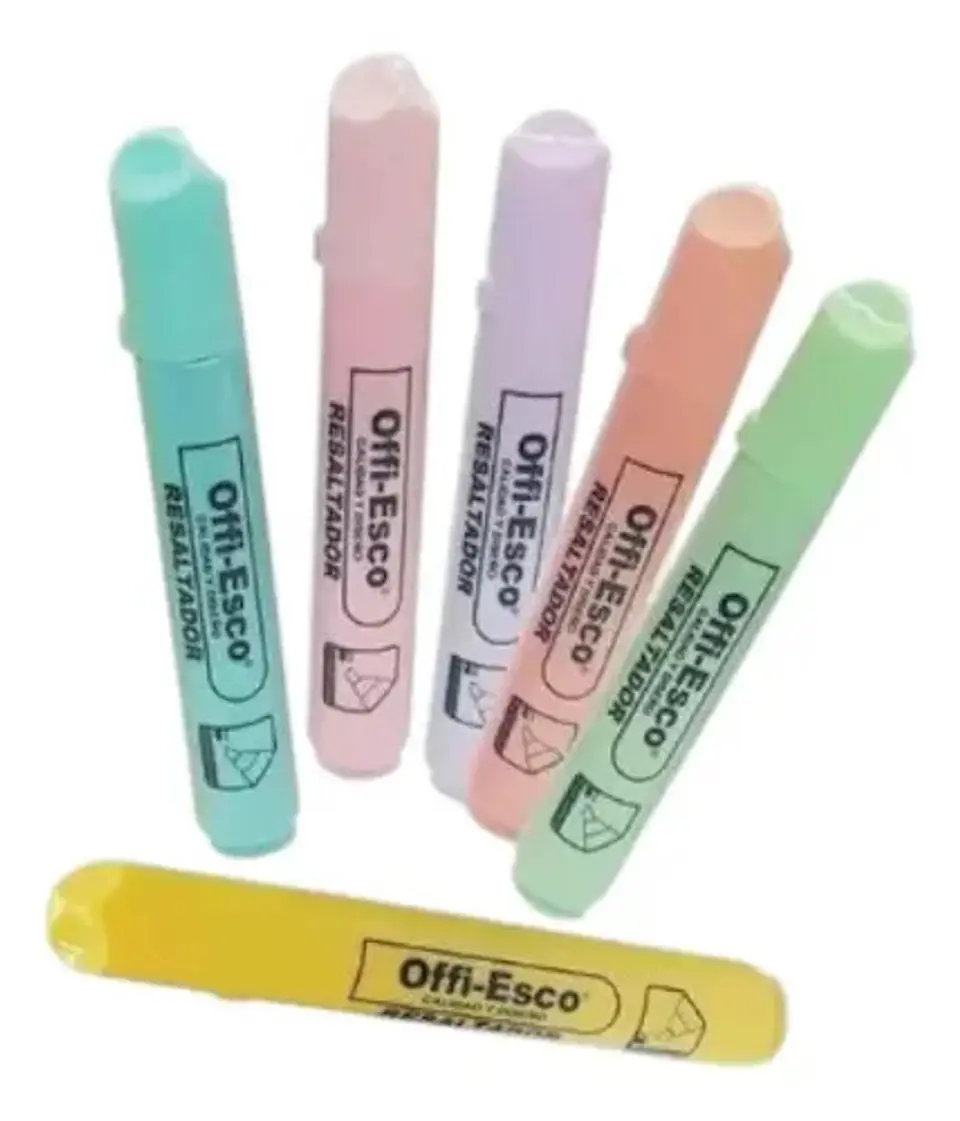 Resaltador Pastel Offi Esco Oe-540p 12 Colores Punta Biselada 1