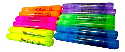 Marcador Resaltador Neon Offi-esco Tinta Alemana Punta Biselada 12un