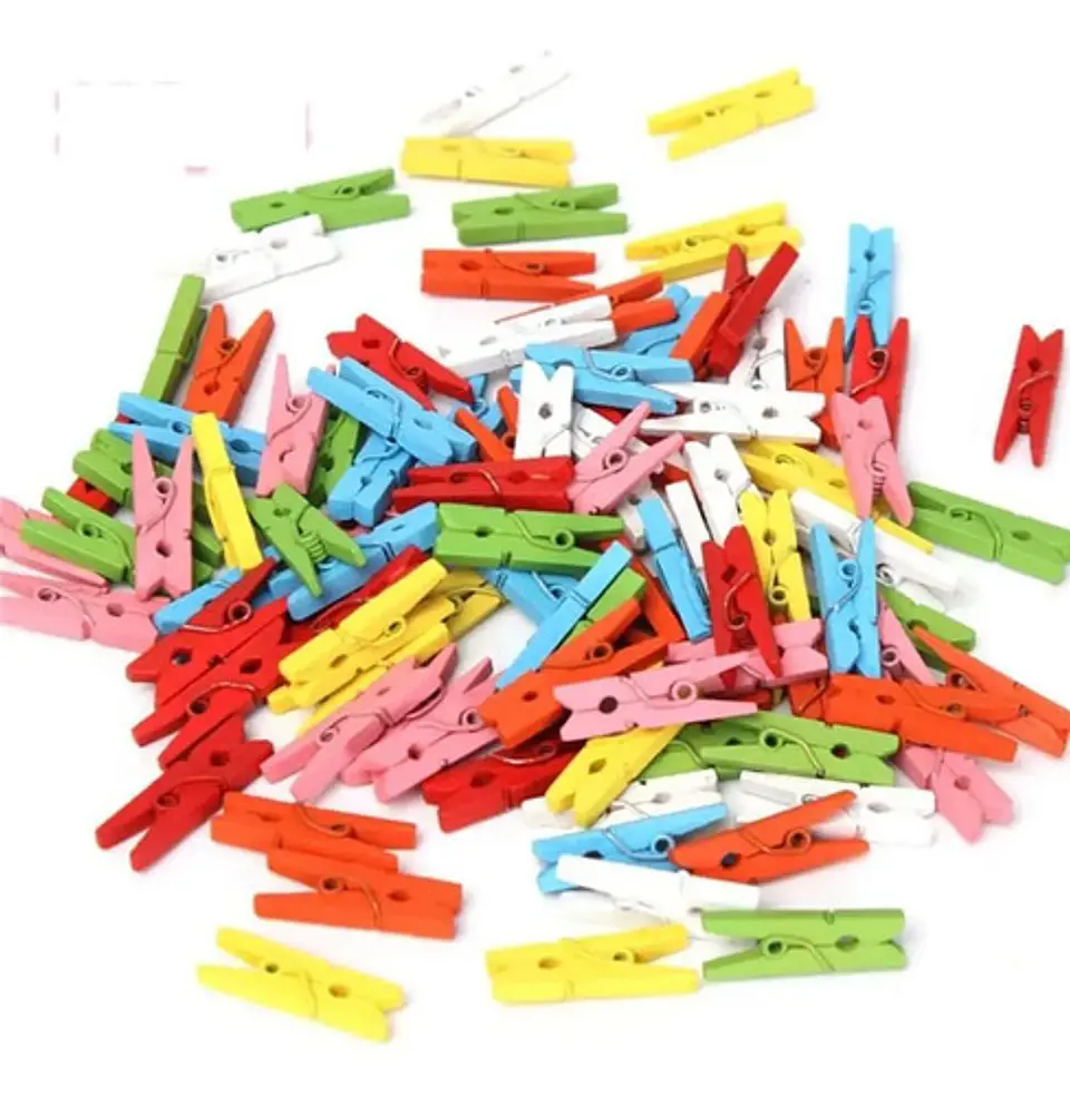 Paquete De Mini Ganchos Decorativos De Madera Colores 1