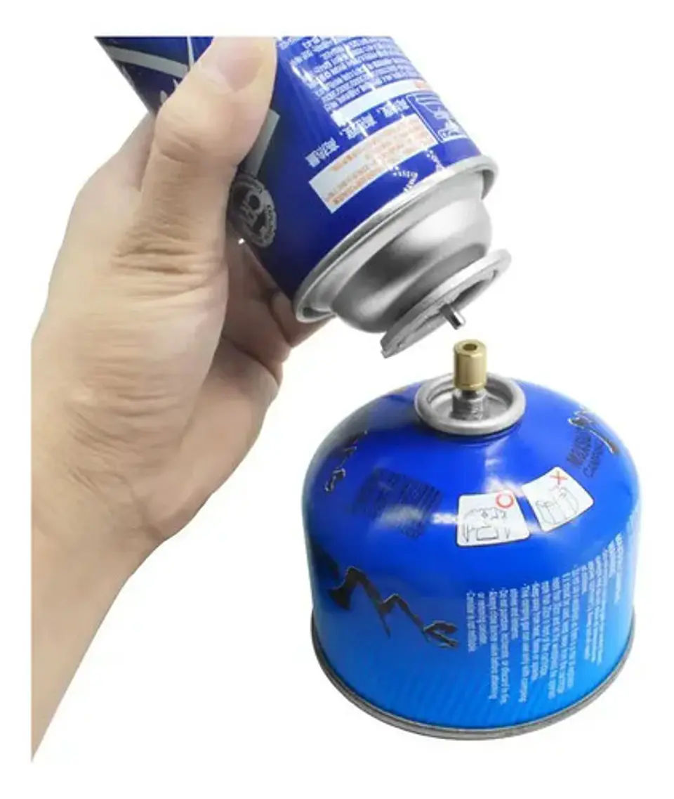 Adaptador Recarga Gas Válvula Llena Cartucho Butano Camping 1