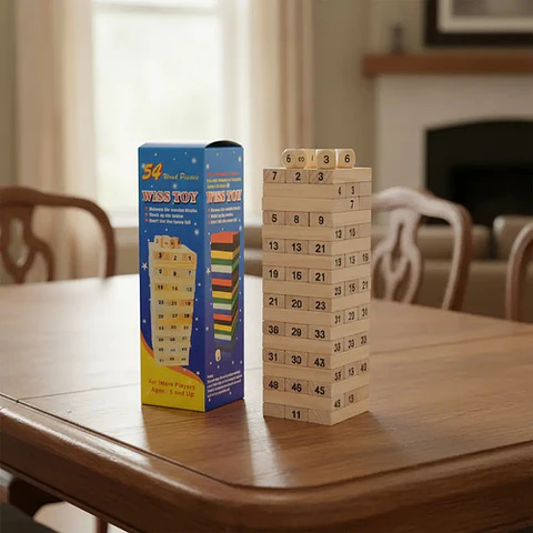 Torre Tipo Jenga Madera 54 Bloques Pequeña Dados Juego Mesa
