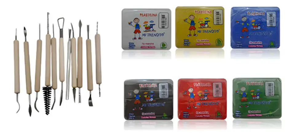 Herramientas Moldeado Plastilina  Set 6 Lb Colores Primarios 1