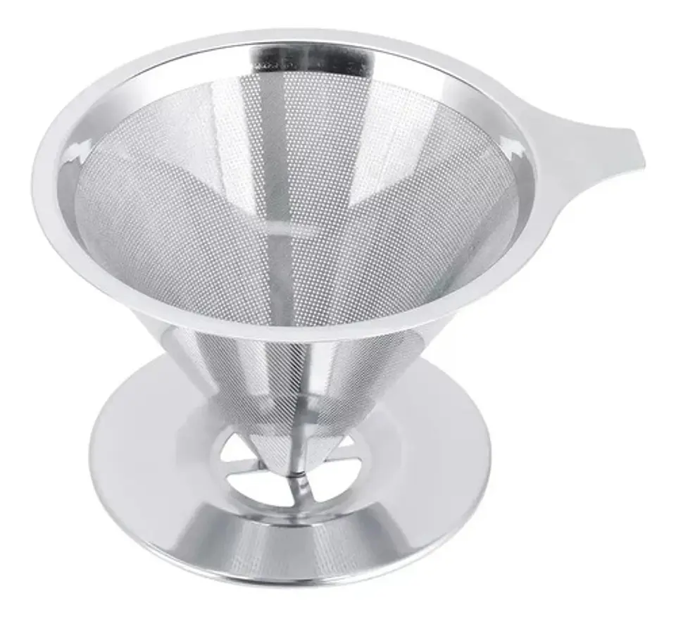 Colador Metodo V60 Café 4 Tazas Acero Inoxidable Filtrado Color Gris Acero 1