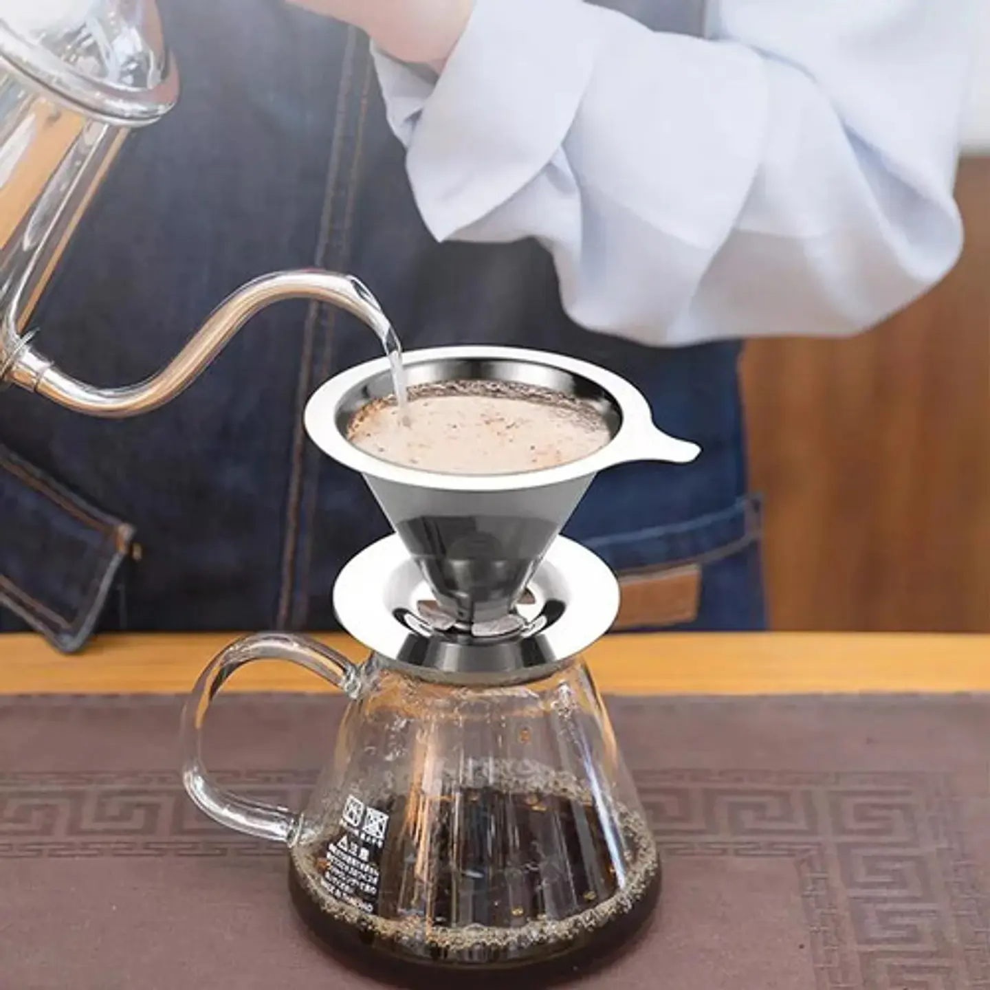 Colador Metodo V60 Café 4 Tazas Acero Inoxidable Filtrado Color Gris Acero 3
