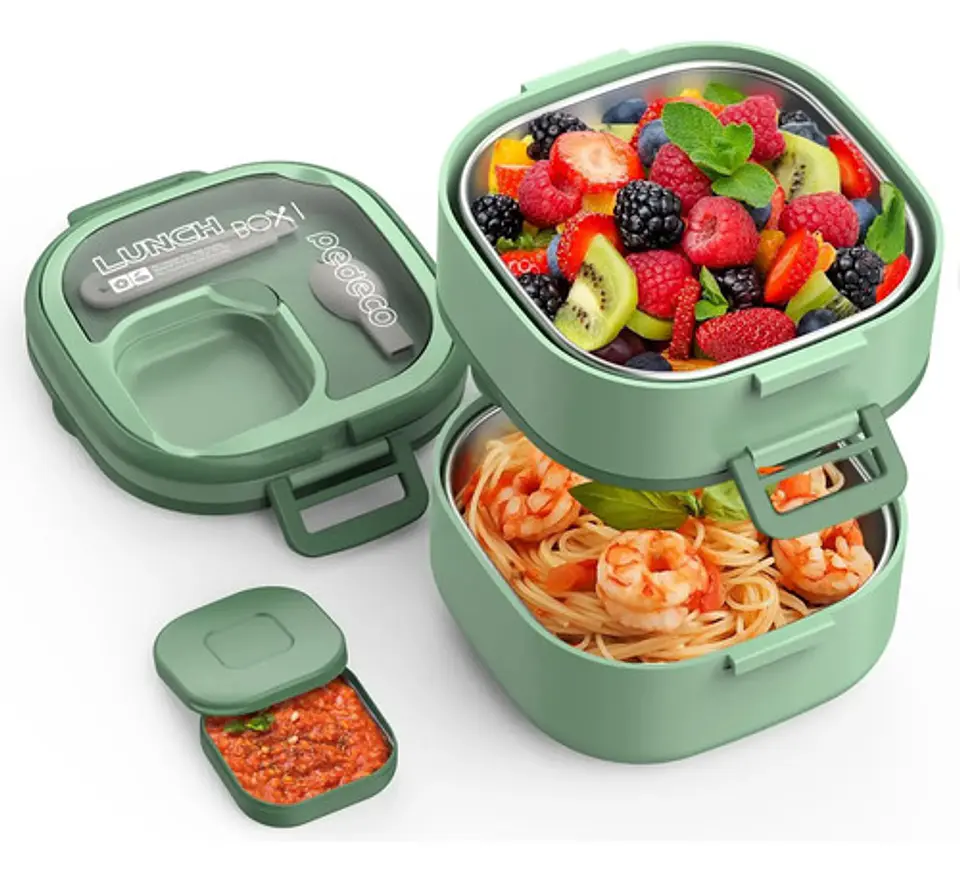 Porta Comida Contenedor Lonchera X 4 Cuchara Coca Almuerzo 7