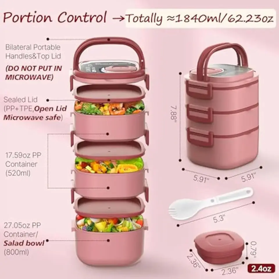 Porta Comida Contenedor Lonchera X 4 Cuchara Coca Almuerzo 22