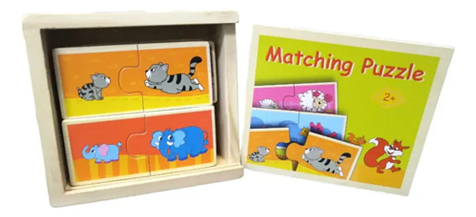 Domino Infantil Animales Madera  Caja Rompecabezas 1