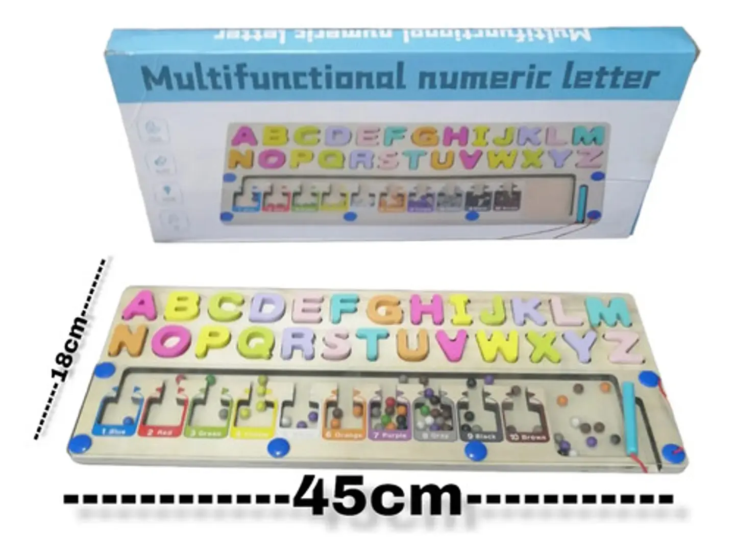 Juego Montessori Puzzle Abecedario Magnético Madera Azul Acero 26 Piezas 2
