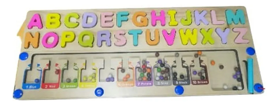 Juego Montessori Puzzle Abecedario Magnético Madera Azul Acero 26 Piezas 3