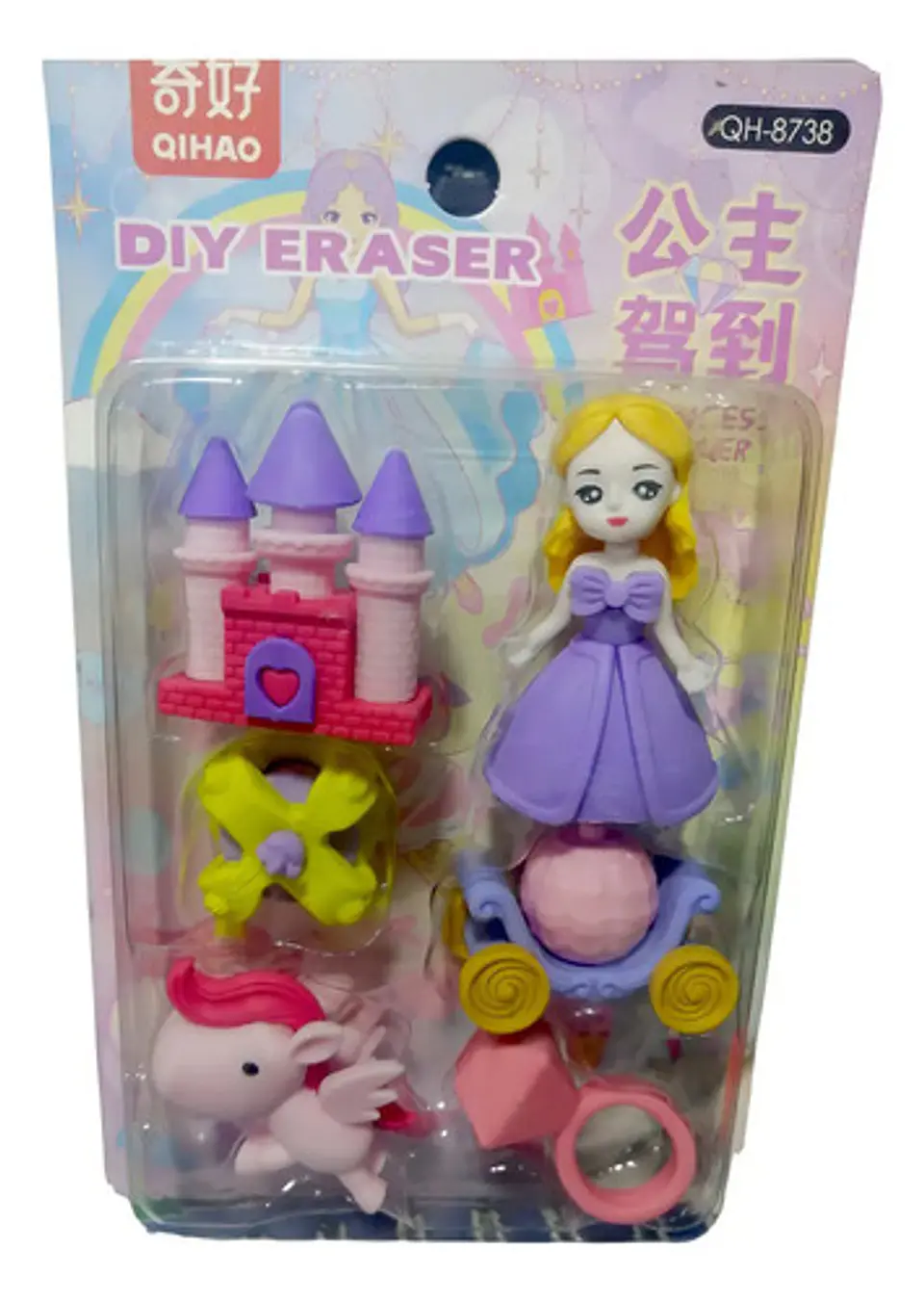 Goma De Borrar Qihao Figuras Animales Kawaii Rosa-princesa 6 Unidades 1