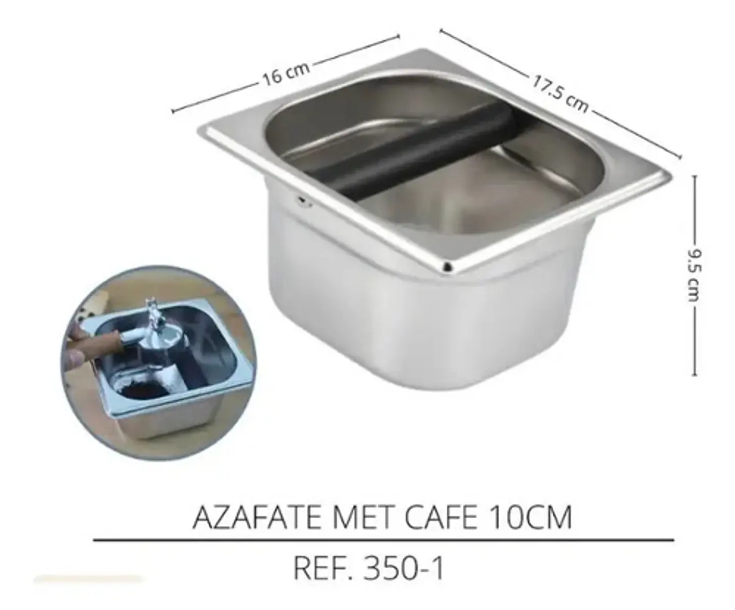 Azafate Caja Residuos 10x16c Cafe Bar Acero Inoxidable Golpe 2