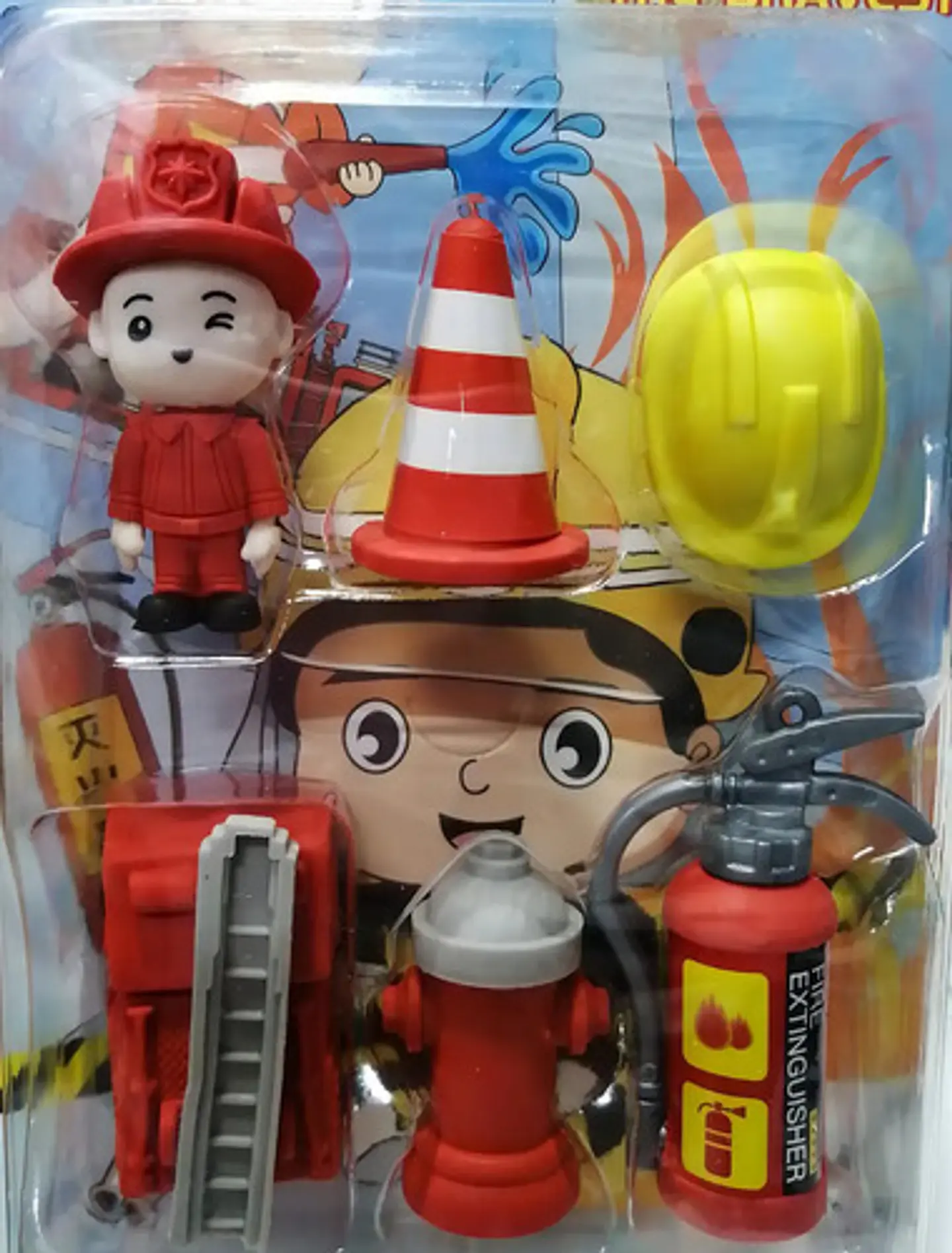 Goma Borrar Qihao Figuras Kawaii Animales Pack 6 Escolar Bombero 2