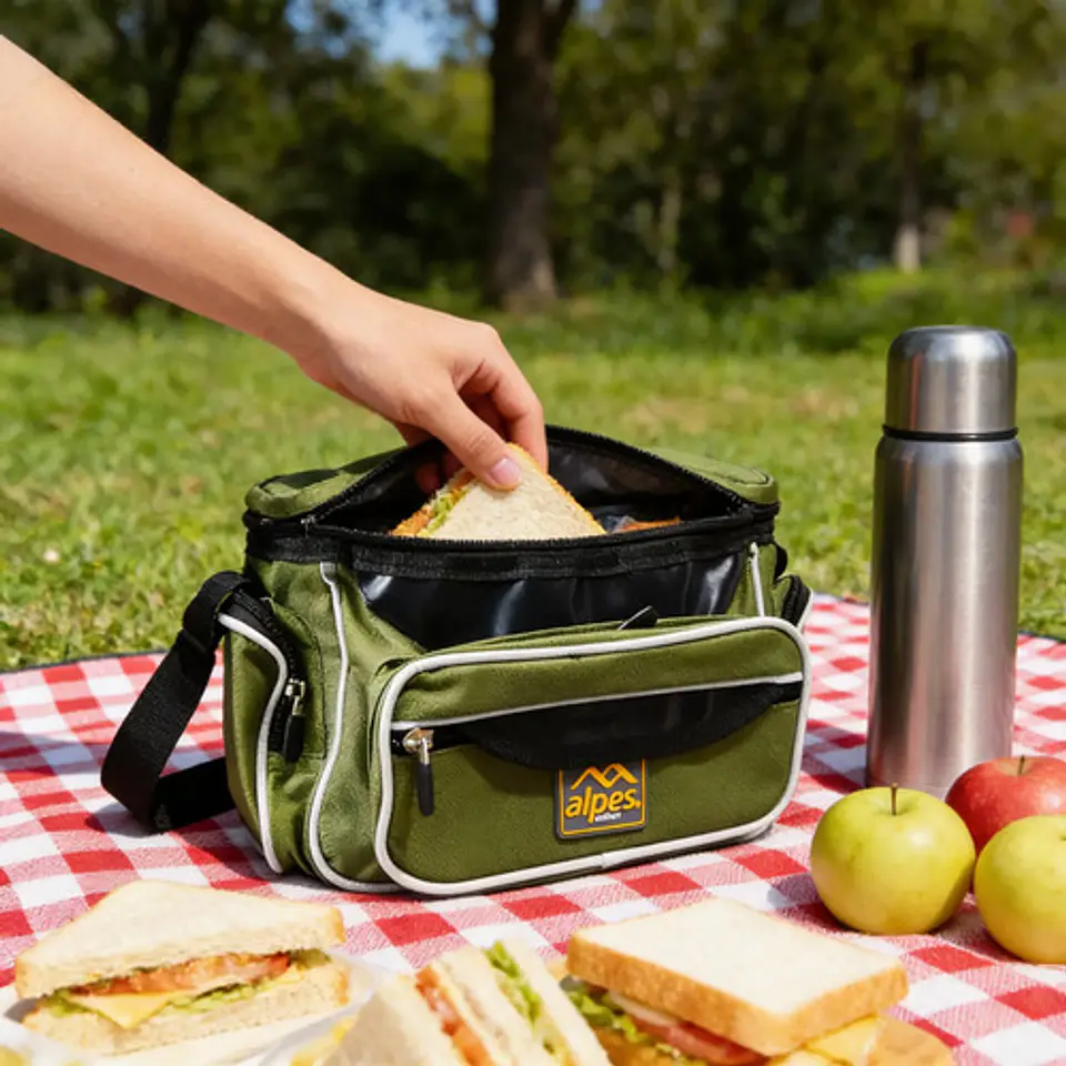 Nevera Lonchera Camping 5 Compartimentos Alpes Ea4027 Color Verde 4
