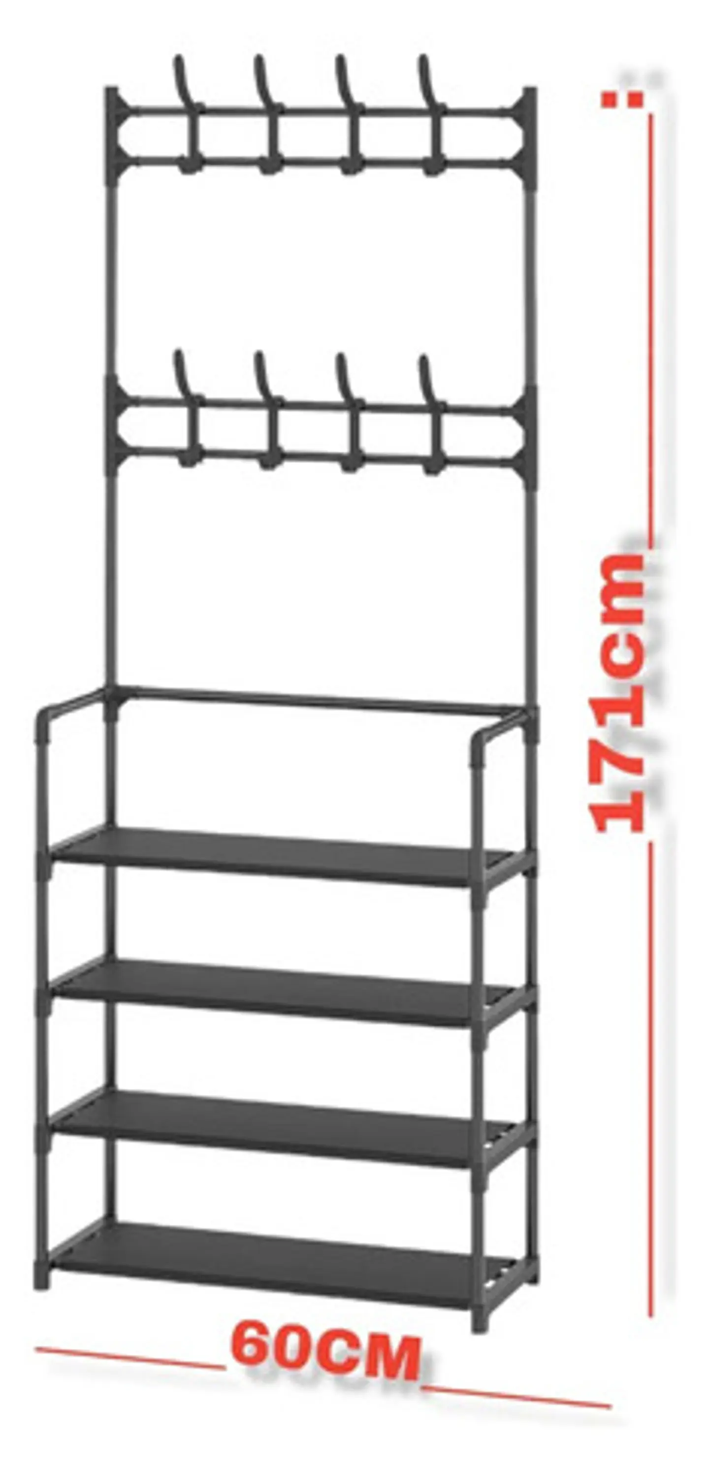 Gabinete Organizador De Calzado Jo Tm580 5 Niveles Metal Plástico Negro 3
