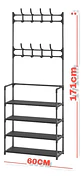 Gabinete Organizador De Calzado Jo Tm580 5 Niveles Metal Plástico Negro - Miniatura 3
