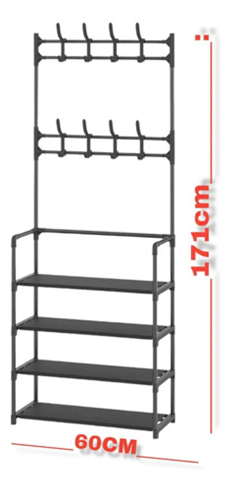 Gabinete Organizador De Calzado Jo Tm580 5 Niveles Metal Plástico Negro 3