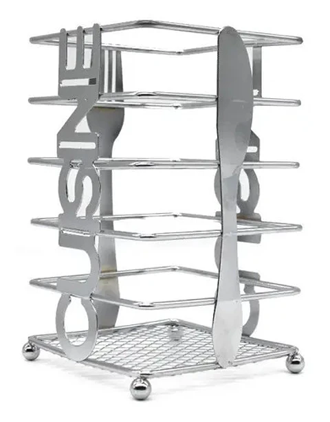 Porta Cubiertos Para Mesa Metalico Canasta 3076209 Color Plateado