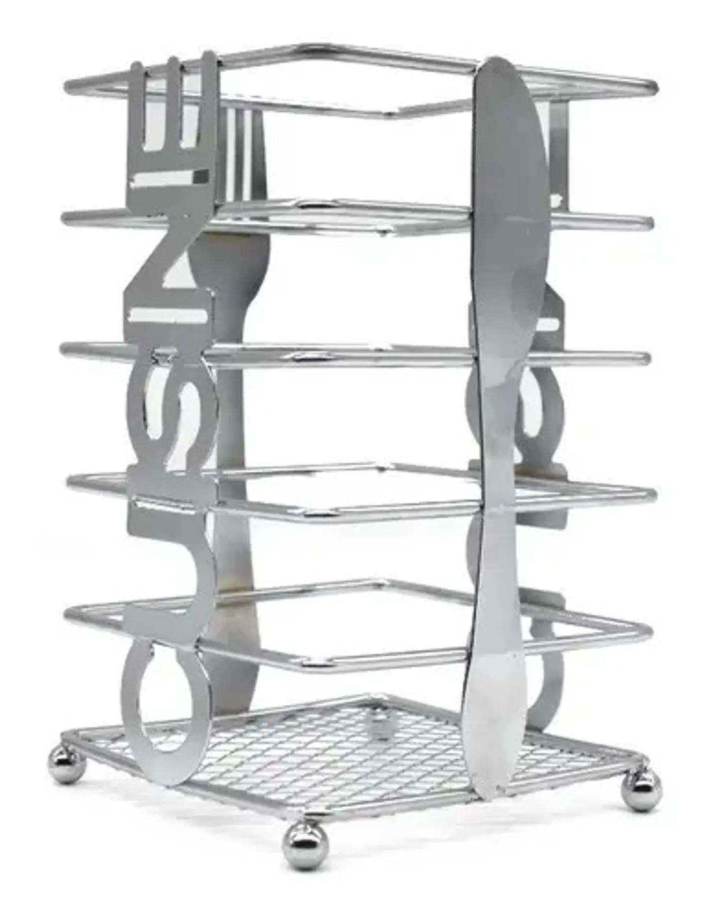 Porta Cubiertos Para Mesa Metalico Canasta 3076209 Color Plateado 1