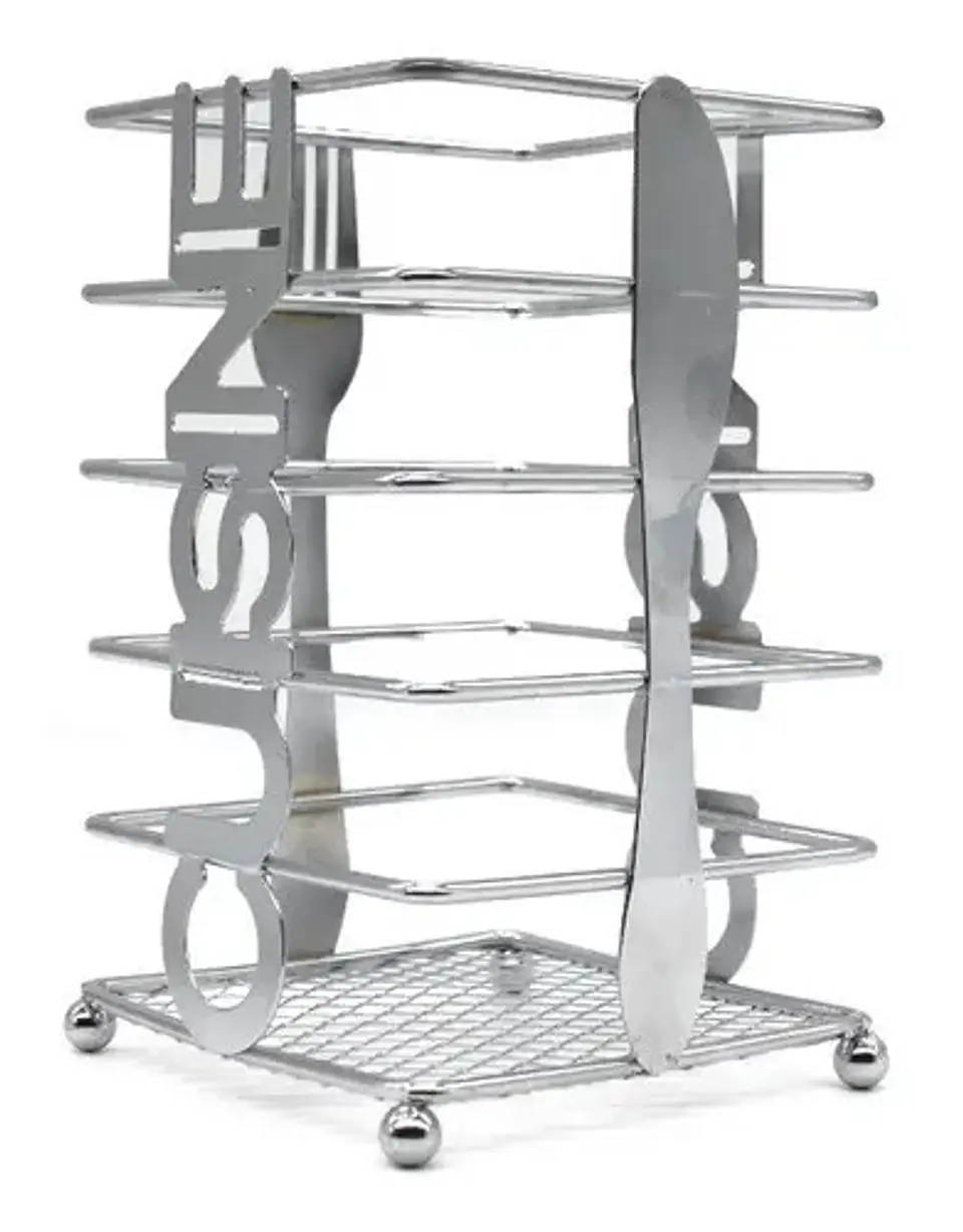 Porta Cubiertos Para Mesa Metalico Canasta 3076209 Color Plateado 1