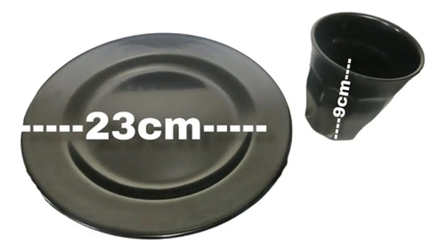 Set De 4 Platos Y 4 Vasos En Melamina 23cm Pack Vajilla 2