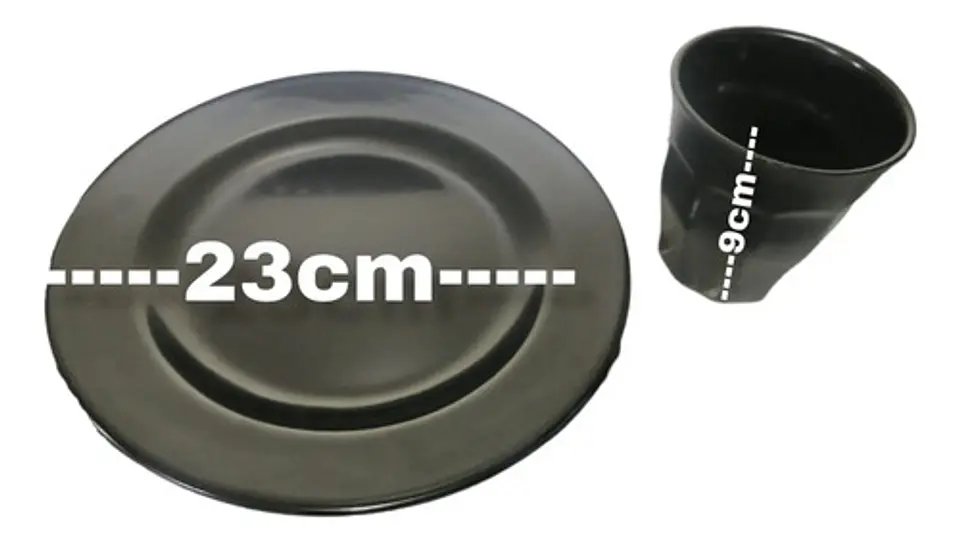 Set De 4 Platos Y 4 Vasos En Melamina 23cm Pack Vajilla 2