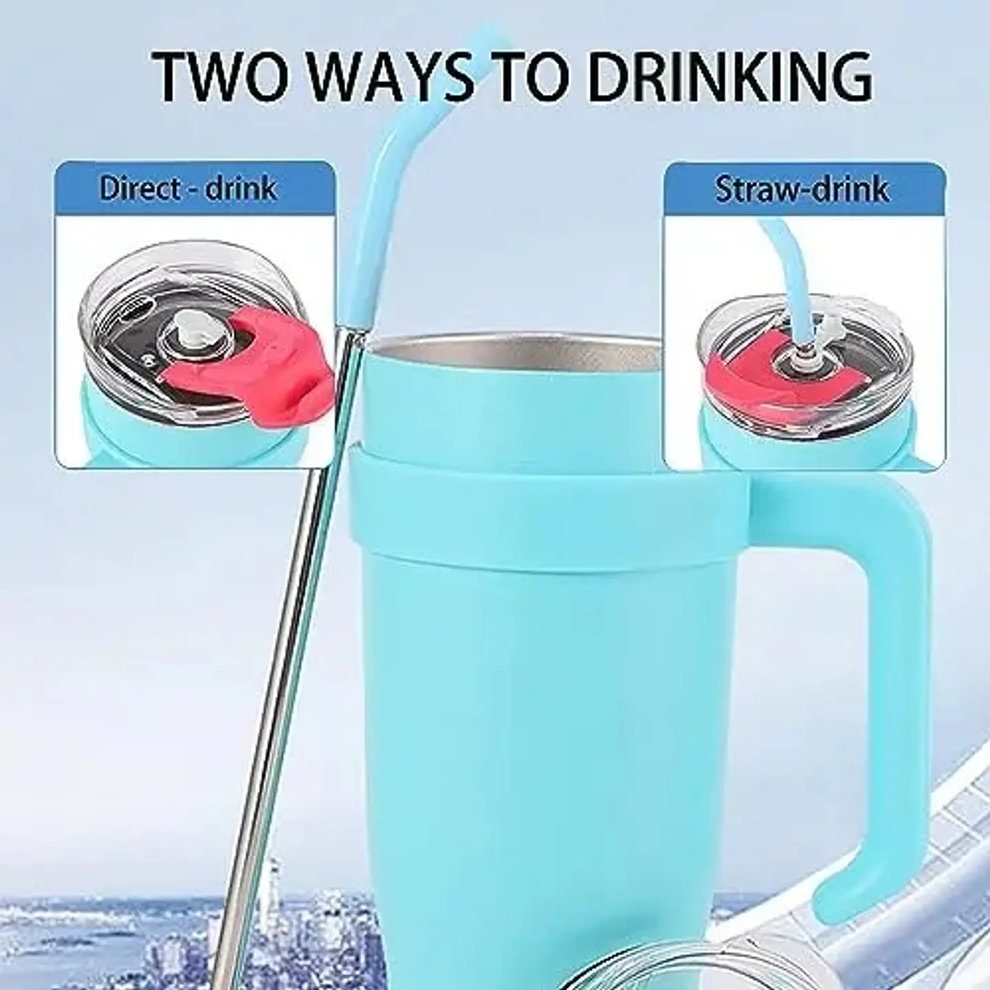 Vaso Térmico De 1.2 Lts Con Asa Y Tapa Con Pitillo Vasos 15